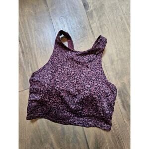 NWOT Athleta S Conscious Crop Bikini Top Floral Purple Plum sz Small